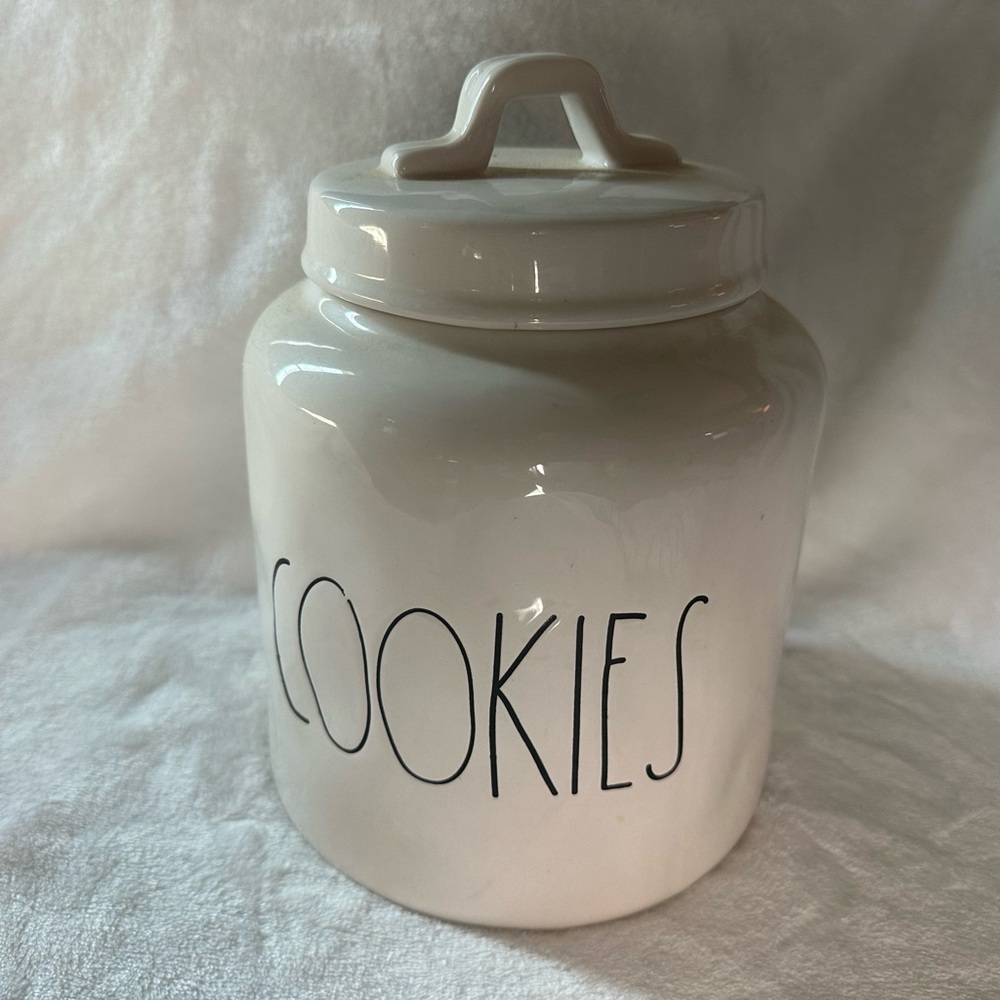 Rae Dunn White Ceramic "COOKIES" Canister with Lid